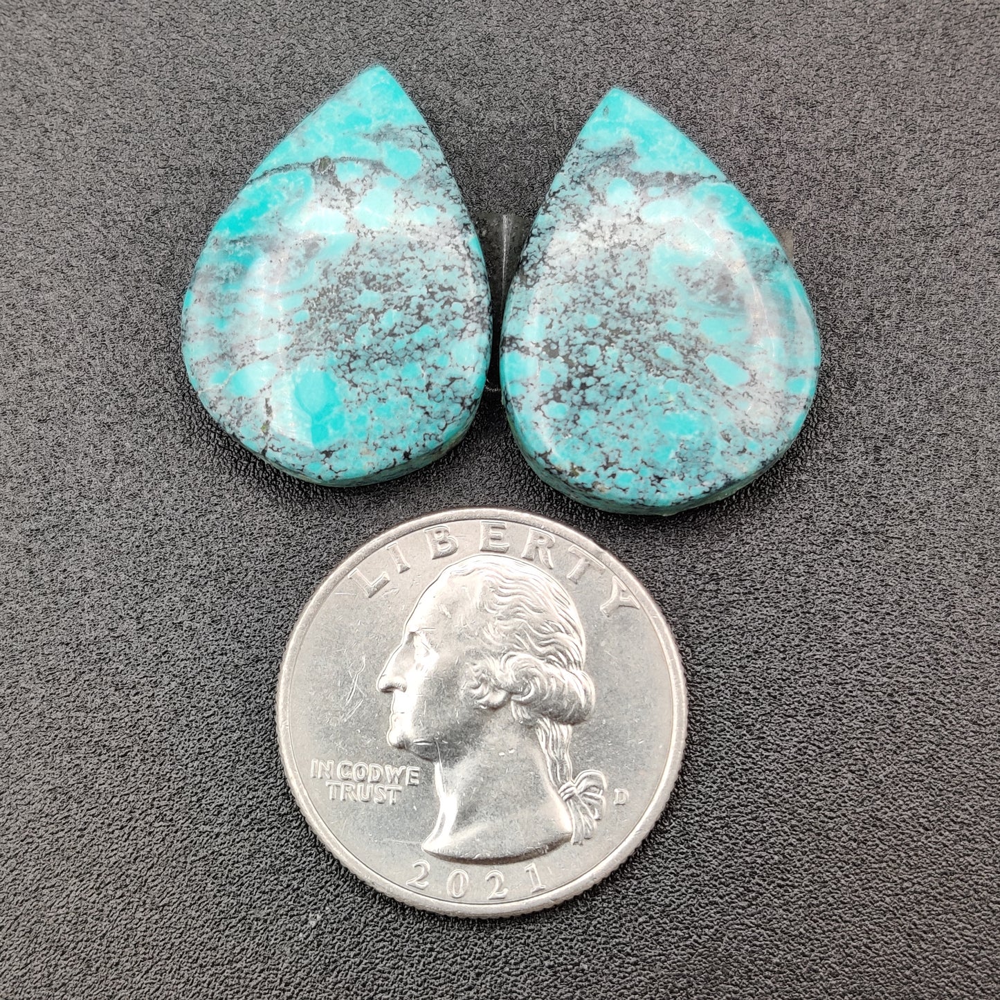 Tibetan Turquoise Earring Cabochon Pair 35.3 carats (7.06g)